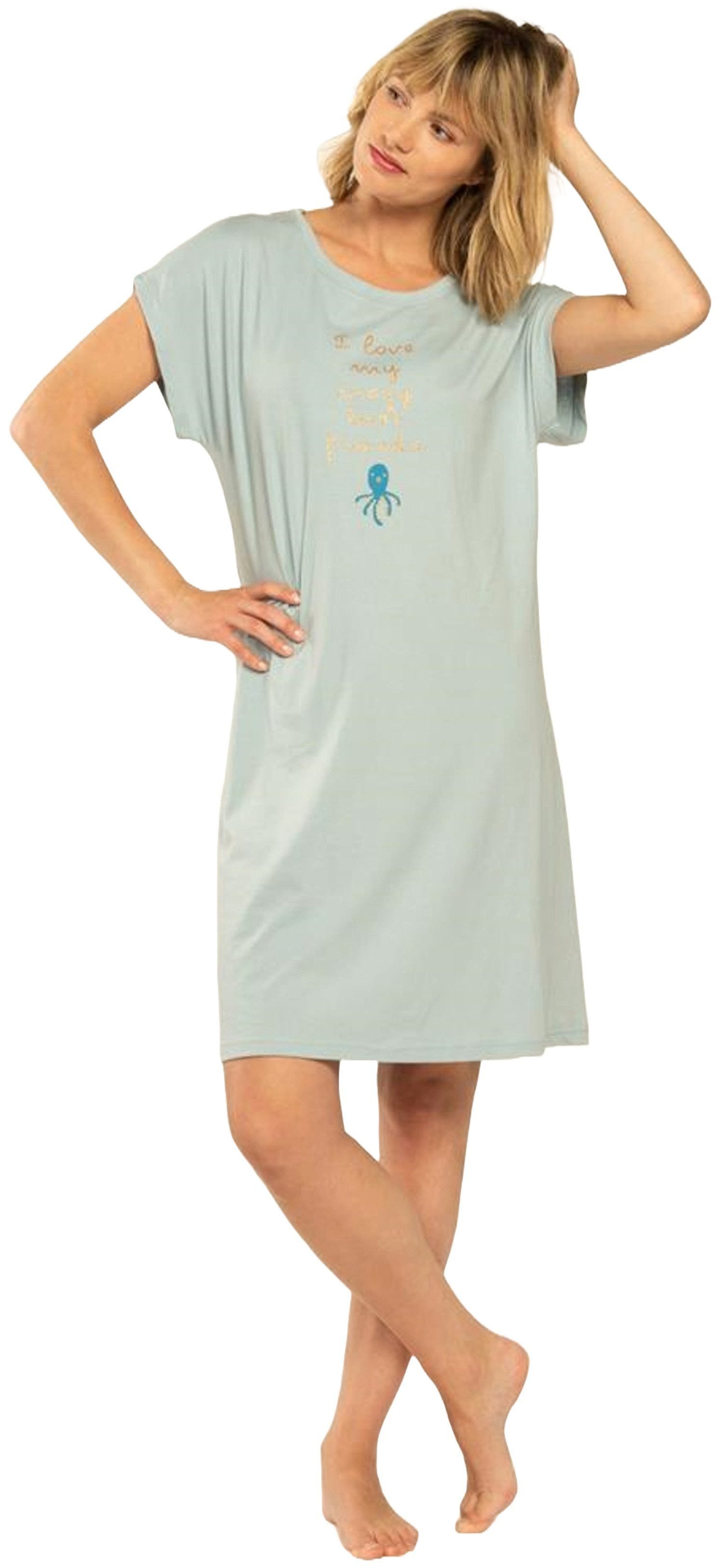 Eskimo Nachthemd Damen Schlafshirt Kurzarm (1-tlg) Baumwolle
