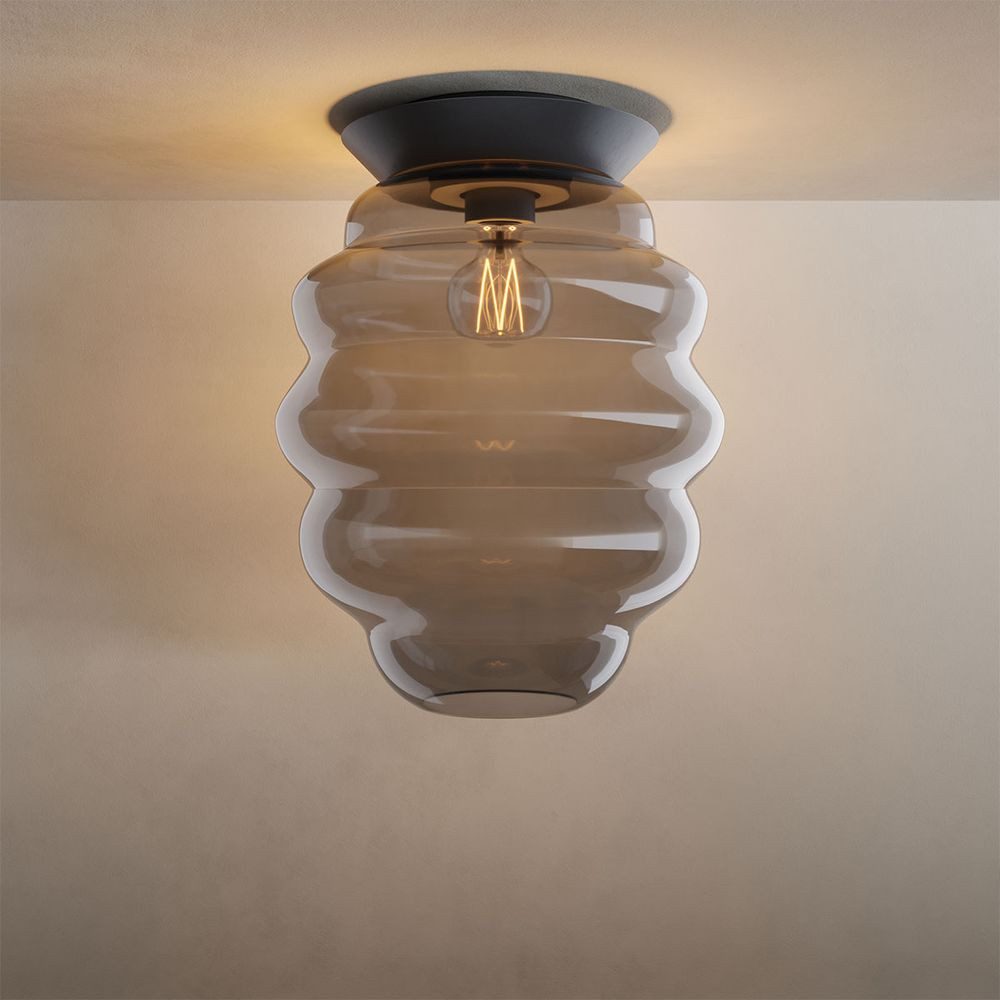 s.luce Deckenleuchte s.luce Echos Glas-Deckenleuchte E27 Rauch