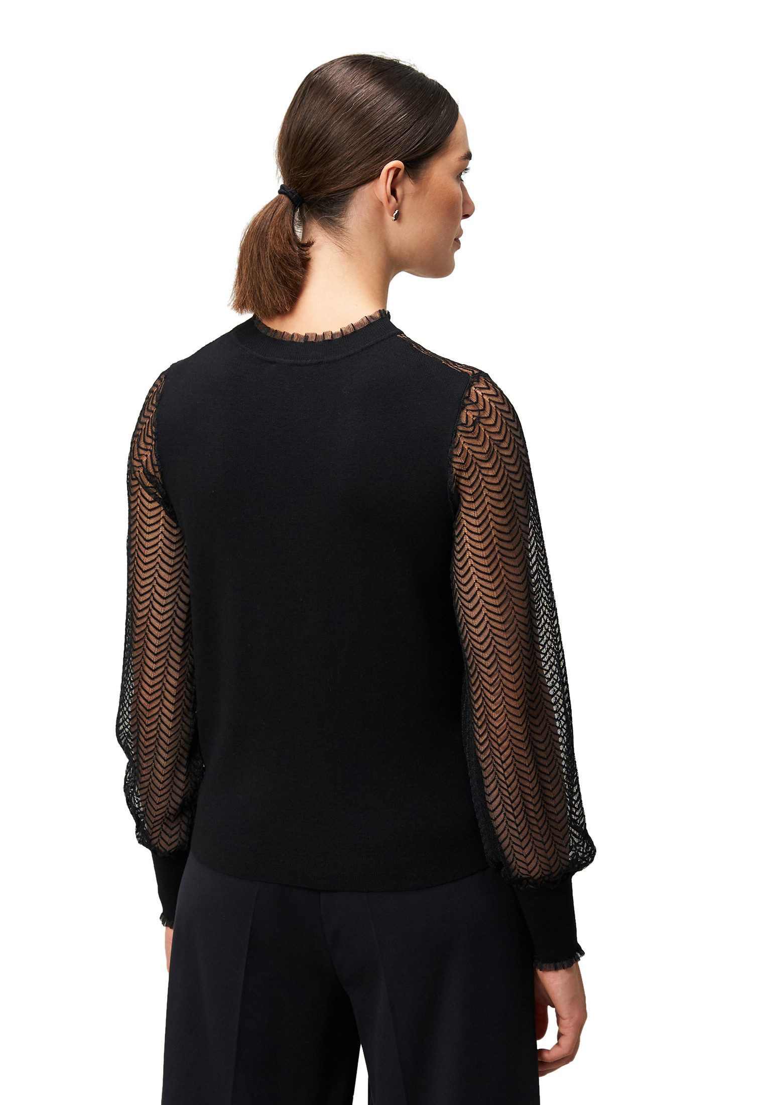 Zero Strickpullover Damen mit transparenten Ärmeln (1-tlg) Spitze
