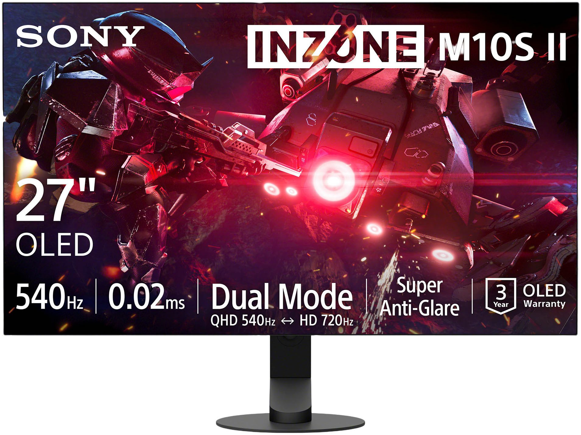 Sony INZONE M10S II Gaming-Monitor (67 cm/27 ", 2560 x 1440 px, QHD, 0,02 ms Reaktionszeit, 540 Hz, OLED, SDM-27Q102)