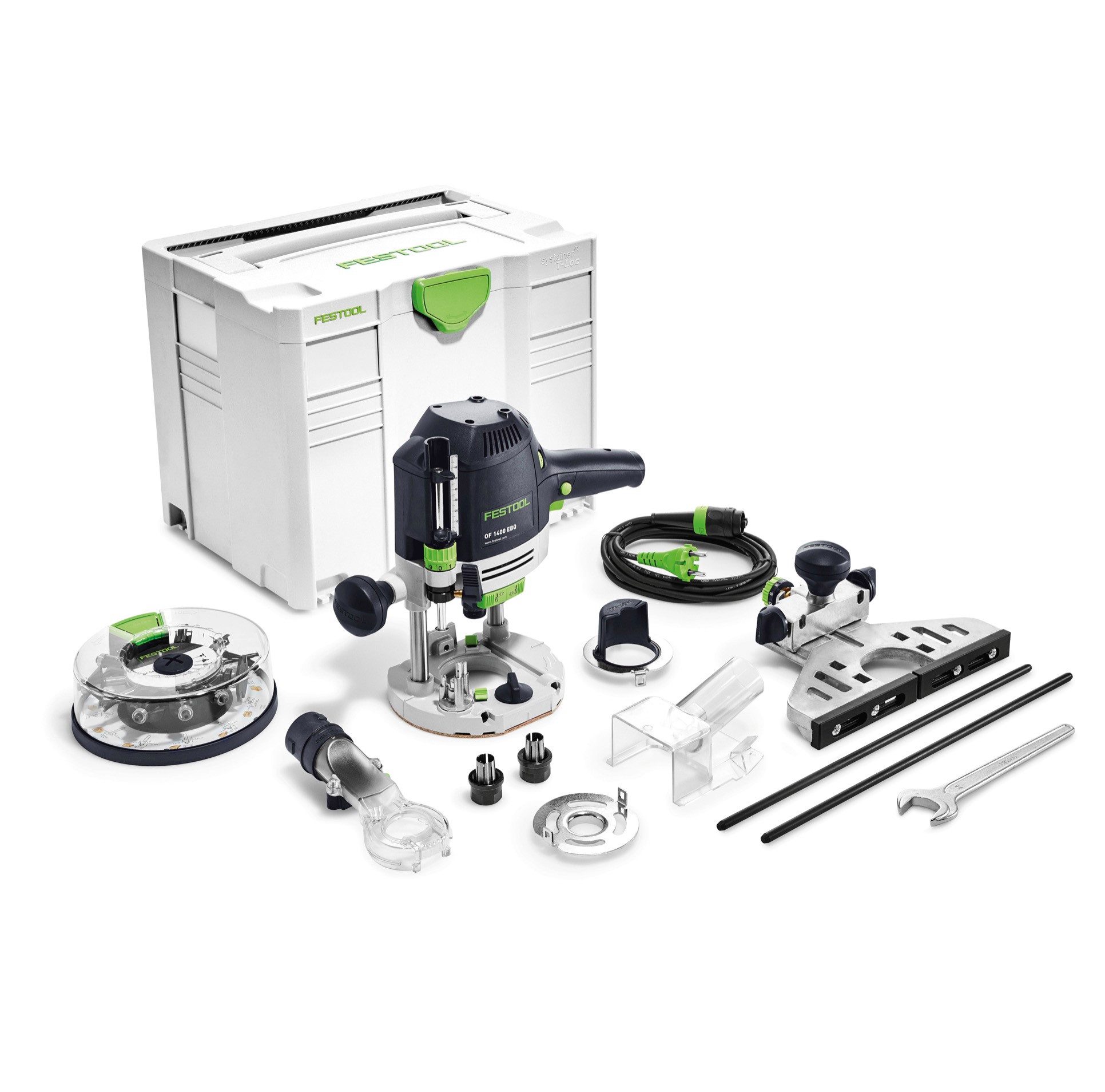 FESTOOL Oberfräse OF 1400 EBQ-PLUS Oberfräse 1400W 70mm Hub (574398) + Zubehör