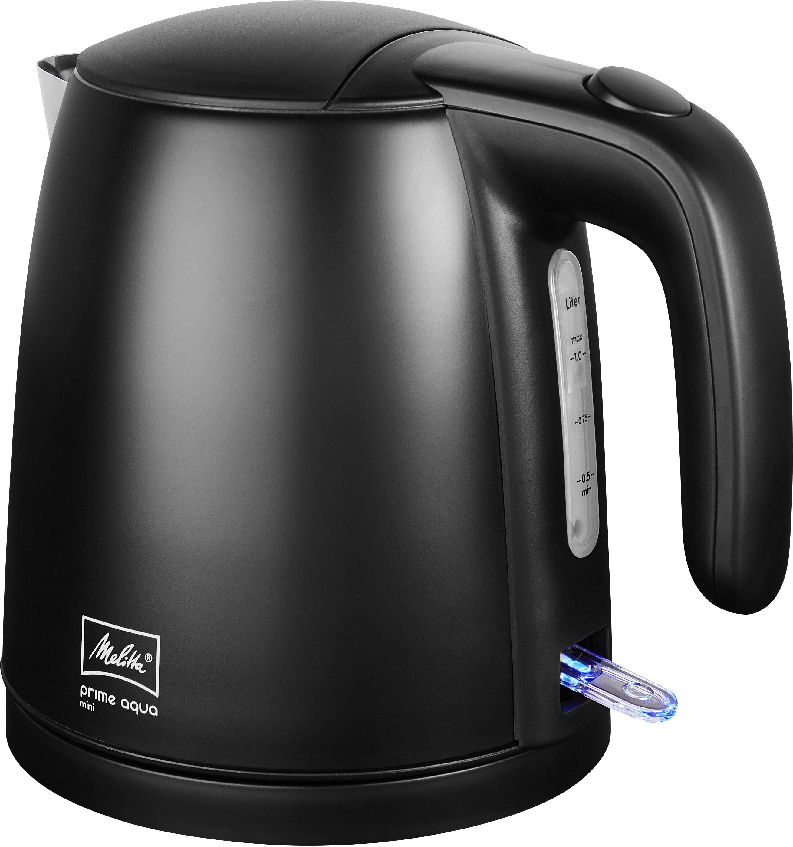 Melitta Wasserkocher Prime Aqua Mini Black Edition, 1 l, 2200 W