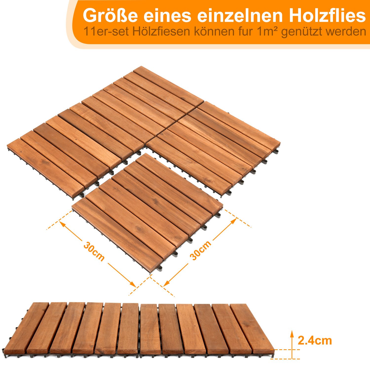 Clanmacy Holzfliesen 1m² oder 5m² Akazienholz günstig online kaufen