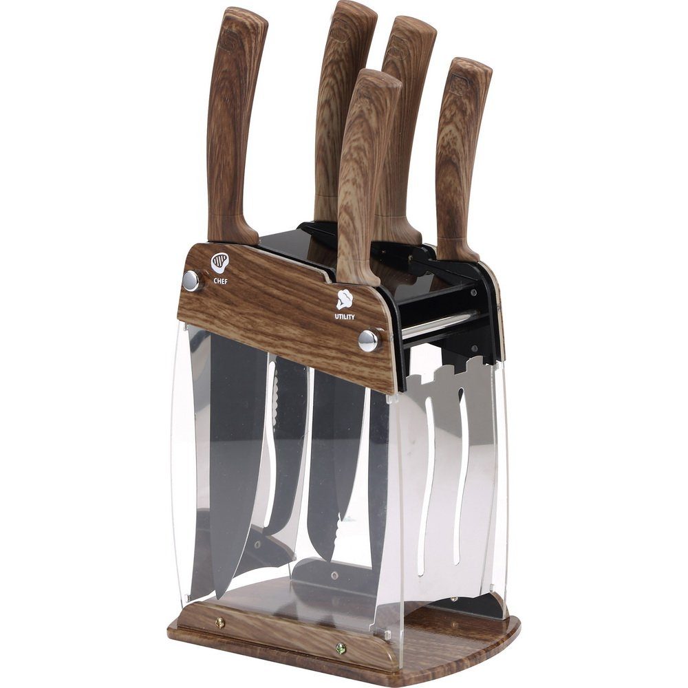 San Ignacio Messerblock in SG-4331 Messerset Ergonomischer mit Holzoptik (6tlg), Edelstahlklingen, Griff Messerset