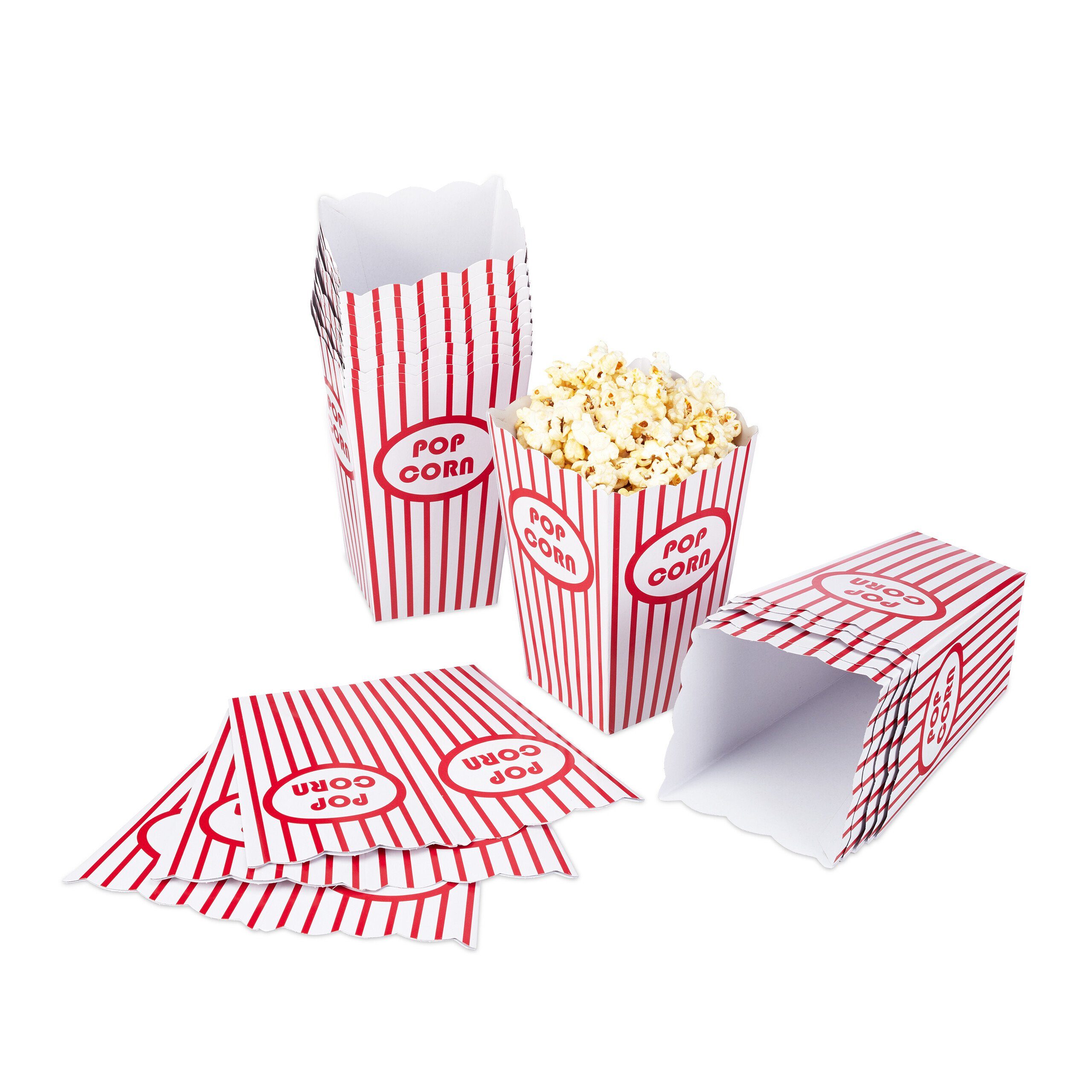 Pappe Popcorntüten relaxdays Snackschale rot/weiß, 72er Set