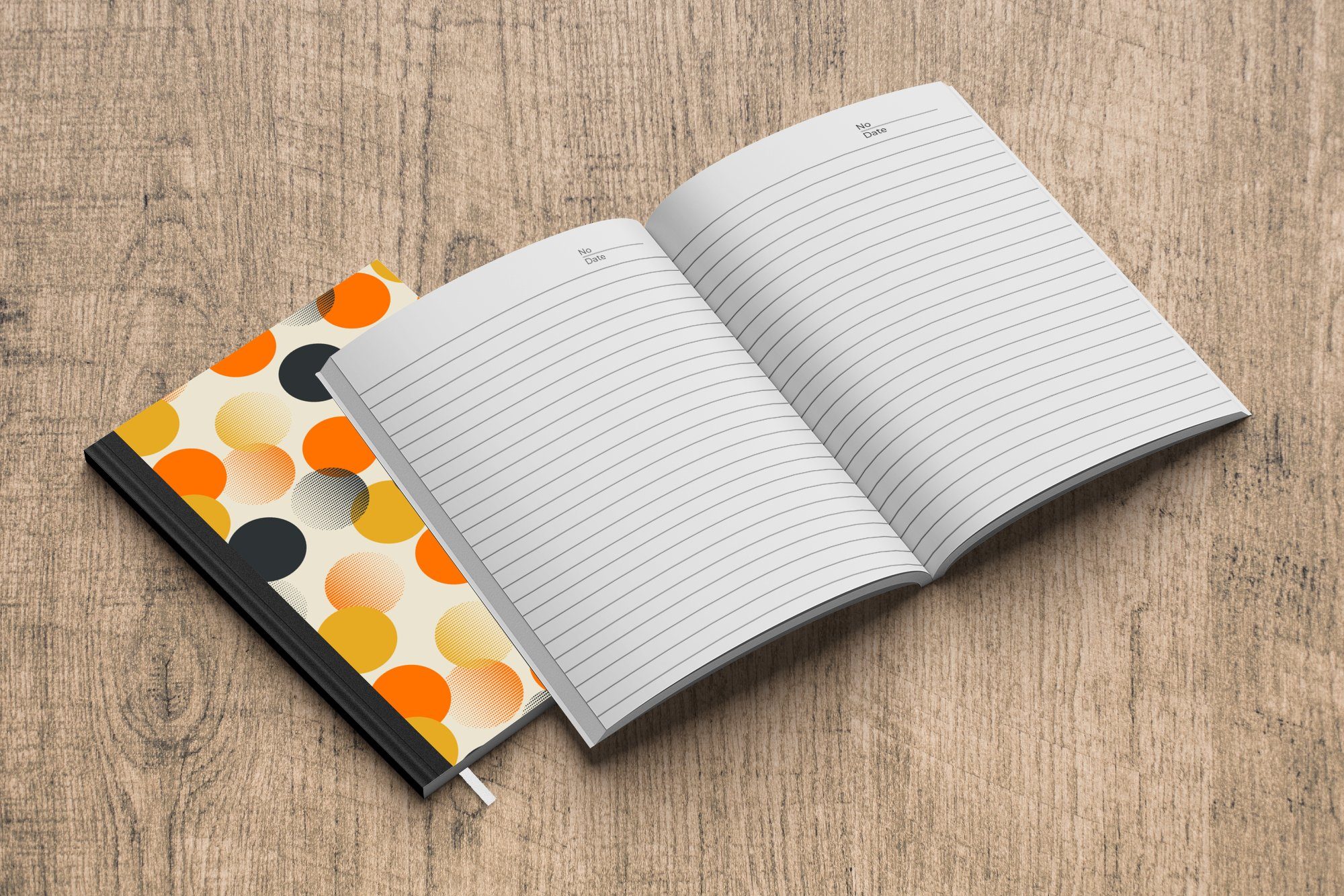 MuchoWow Notizbuch Orange, Merkzettel, Retro Seiten, - Journal, Haushaltsbuch Design Notizheft, 98 A5, Tupfen - - Tagebuch
