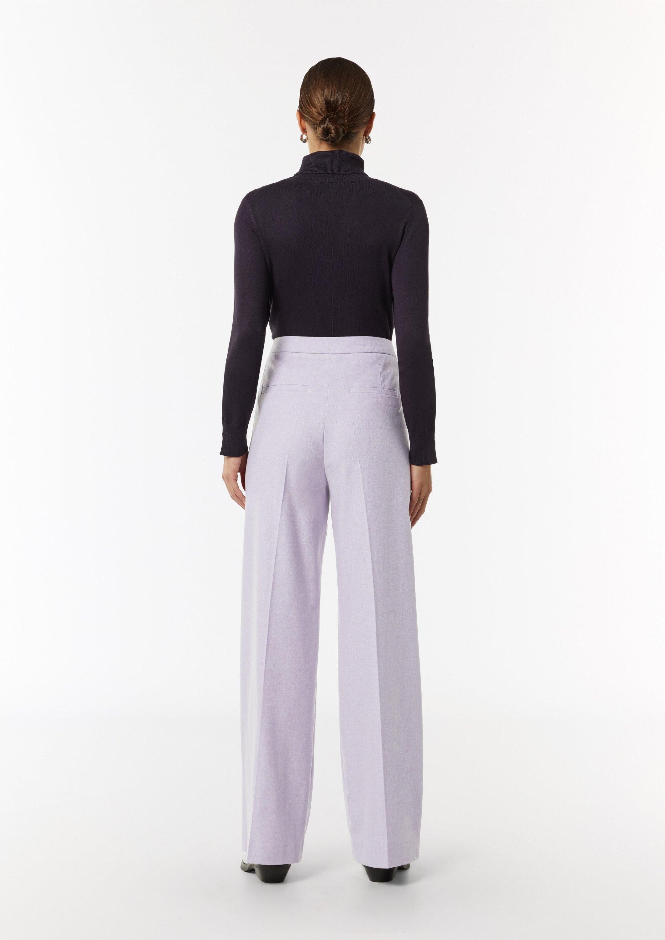 comma Chinos Hose Wide-Leg-Hose aus fließendem Flanell