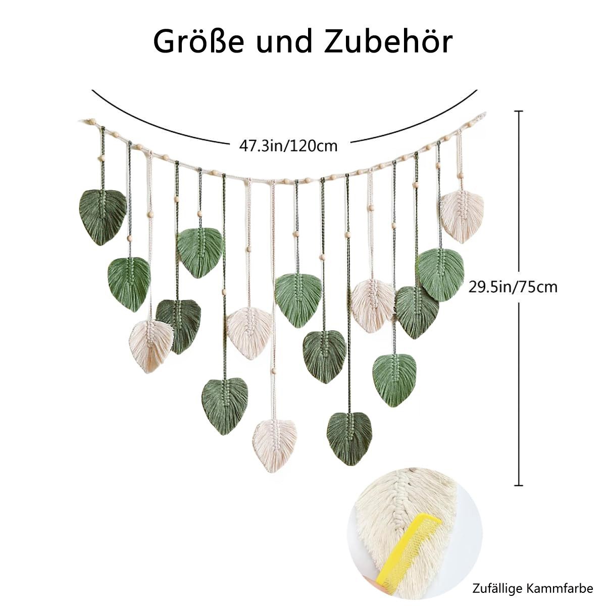 Diwzbyn Hängedekoration Makramee Wandbehang Boho Deko Makramee Wandteppich, für Schlafzimmer Wohnzimmer Kinderzimmer Wanddeko – Bild 5 von 5