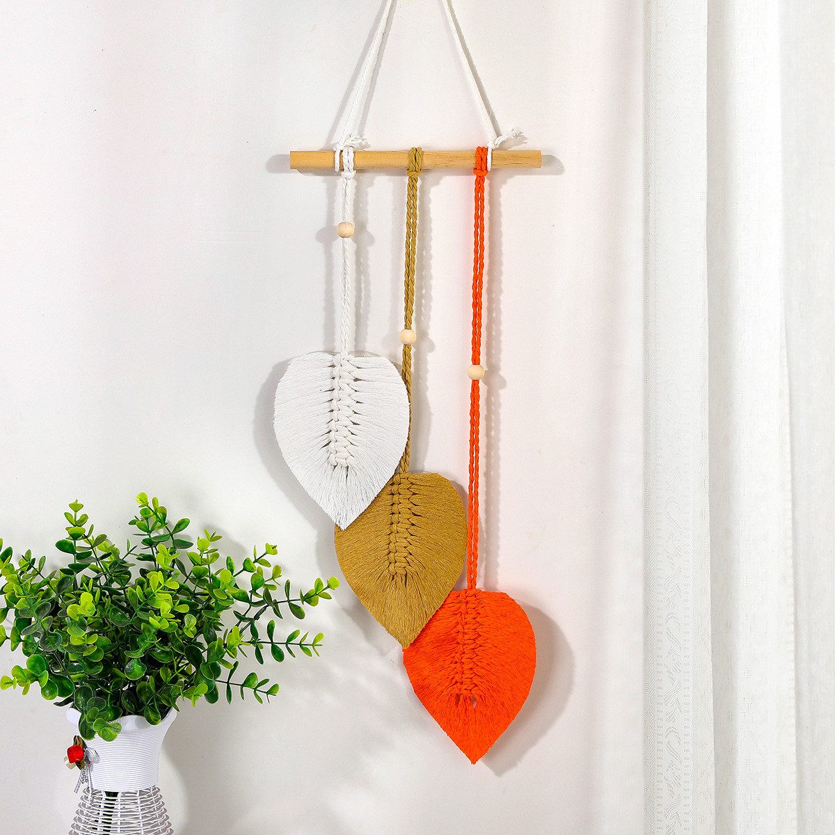 Kaket Hängedekoration Blatt Makramee Wandbehang, Boho Raumdekor günstig online kaufen