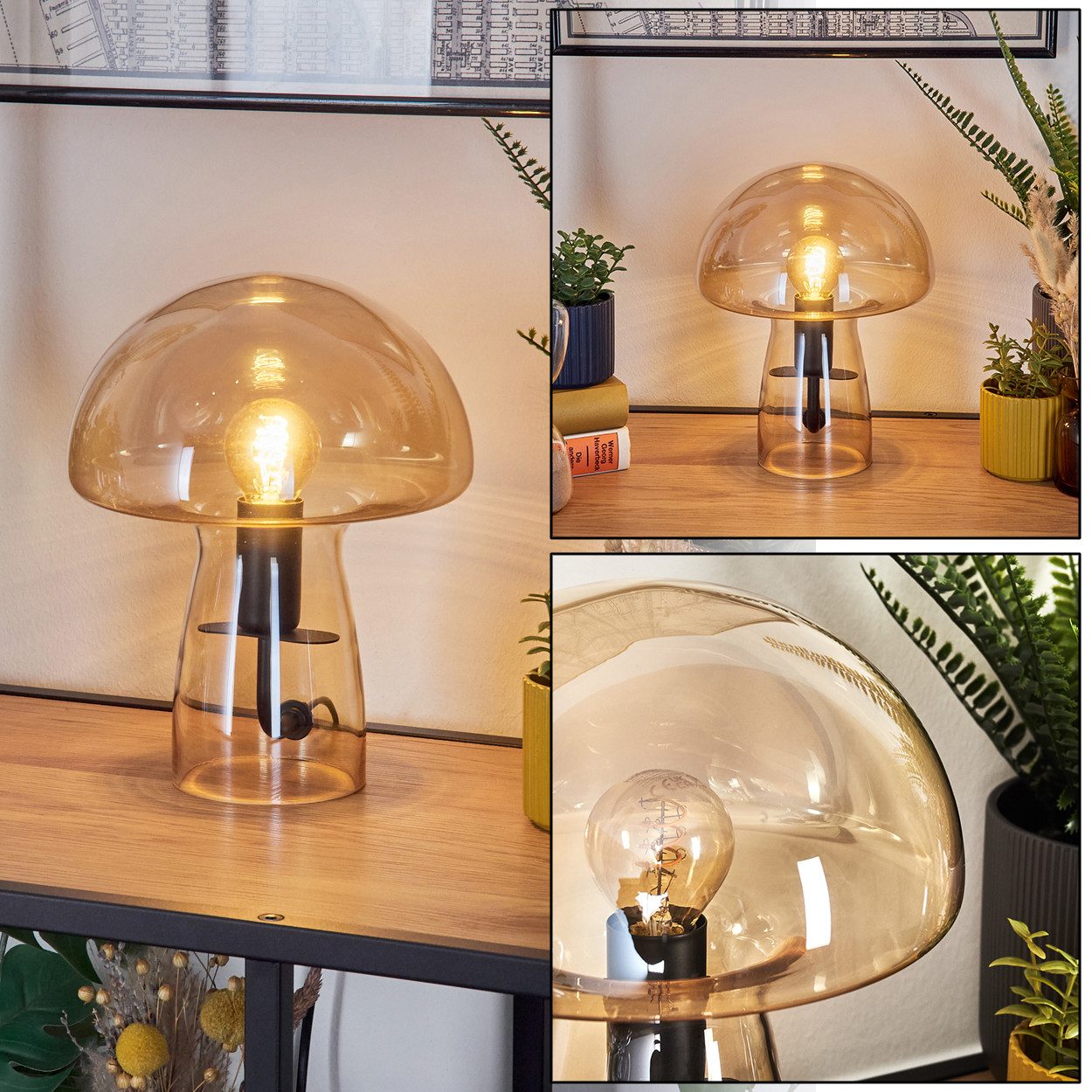 hofstein Tischleuchte Tischlampe aus Metall/Glas in günstig online kaufen
