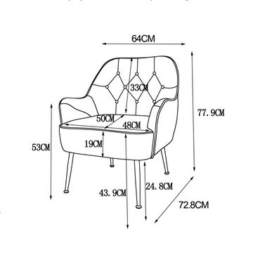 HAUSS SPLOE Loungesessel Ohrensessel Polstersessel Fernsehsessel Einzelsofa (Büro Freizeit Gepolsterte Einzelsofa Stuhl), Kaffee Stuhl mit Metallbeinen