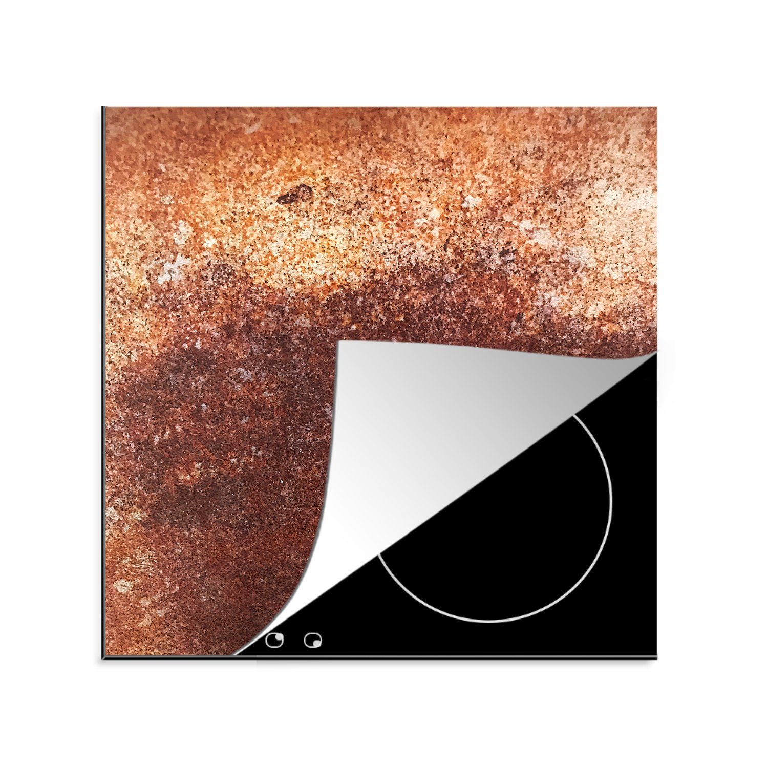 MuchoWow Herdblende-/Abdeckplatte Stahl - Rost - Blech, Vinyl, (1 tlg), 78x78 cm, Ceranfeldabdeckung, Arbeitsplatte für küche