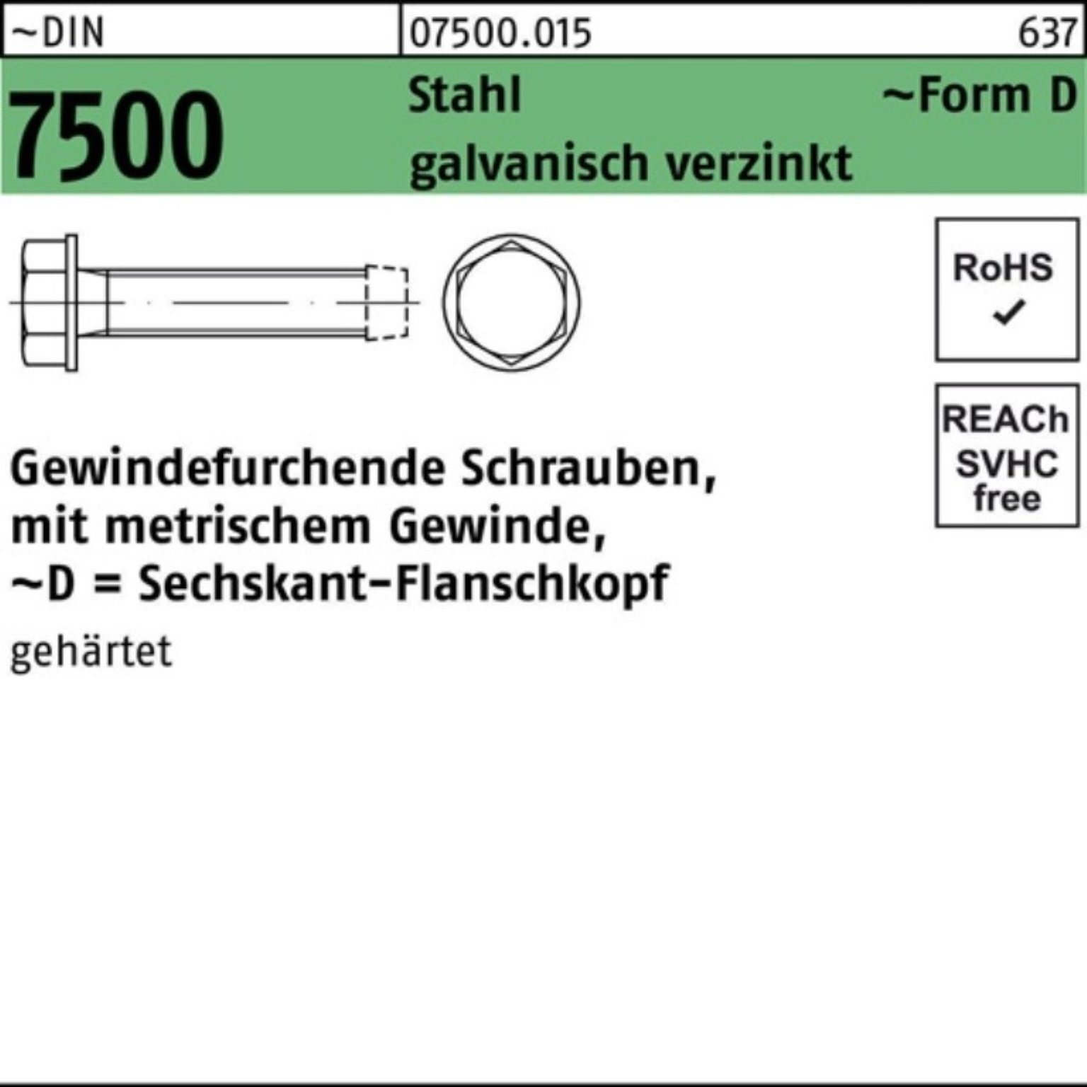 Reyher Gewindeschraube 1000er Pack Gewindefurchendeschraube DIN 7500 6-ktflanschkopf DM 6x25