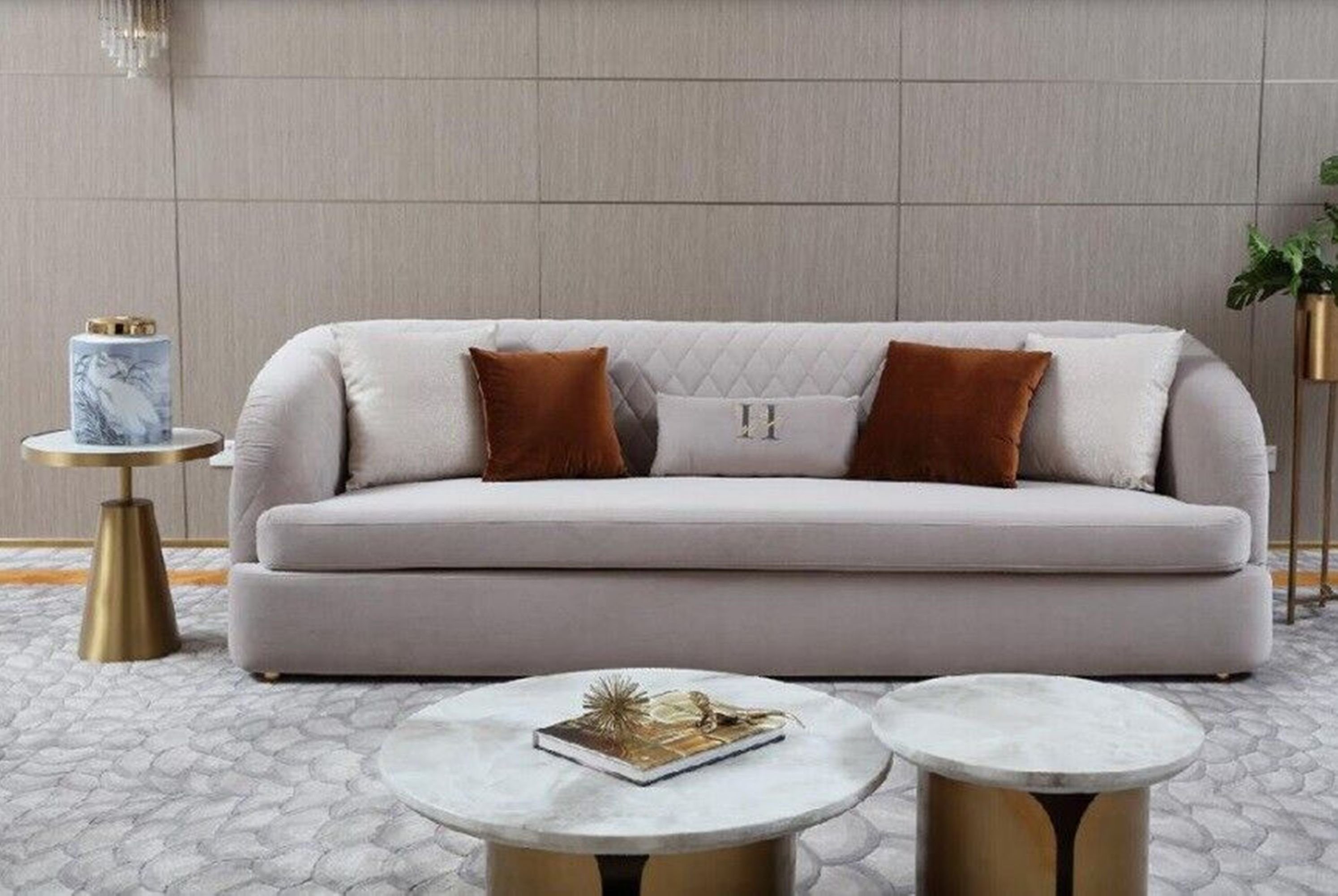 JVmoebel Sofa Stilvoller grauer Dreisitzer Couch Polstermöbel 3-er Sitz Neu, Made in Europe