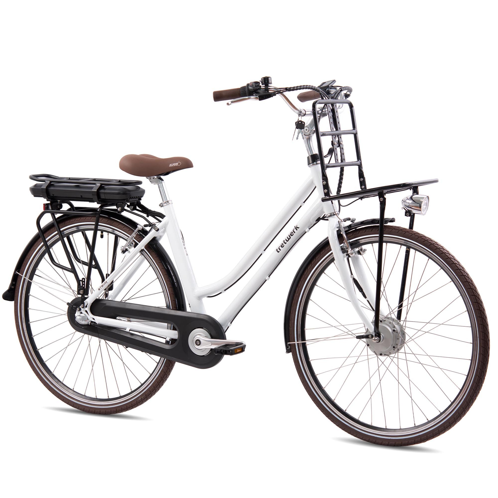 Tretwerk E-Bike Cityrad Sophia, 3 Gang, Nabenschaltung, Frontmotor, 374 Wh, Tretwerk Sophia E Bike Damen 28 Zoll Elektrofahrrad 155 - 175 cm Rad