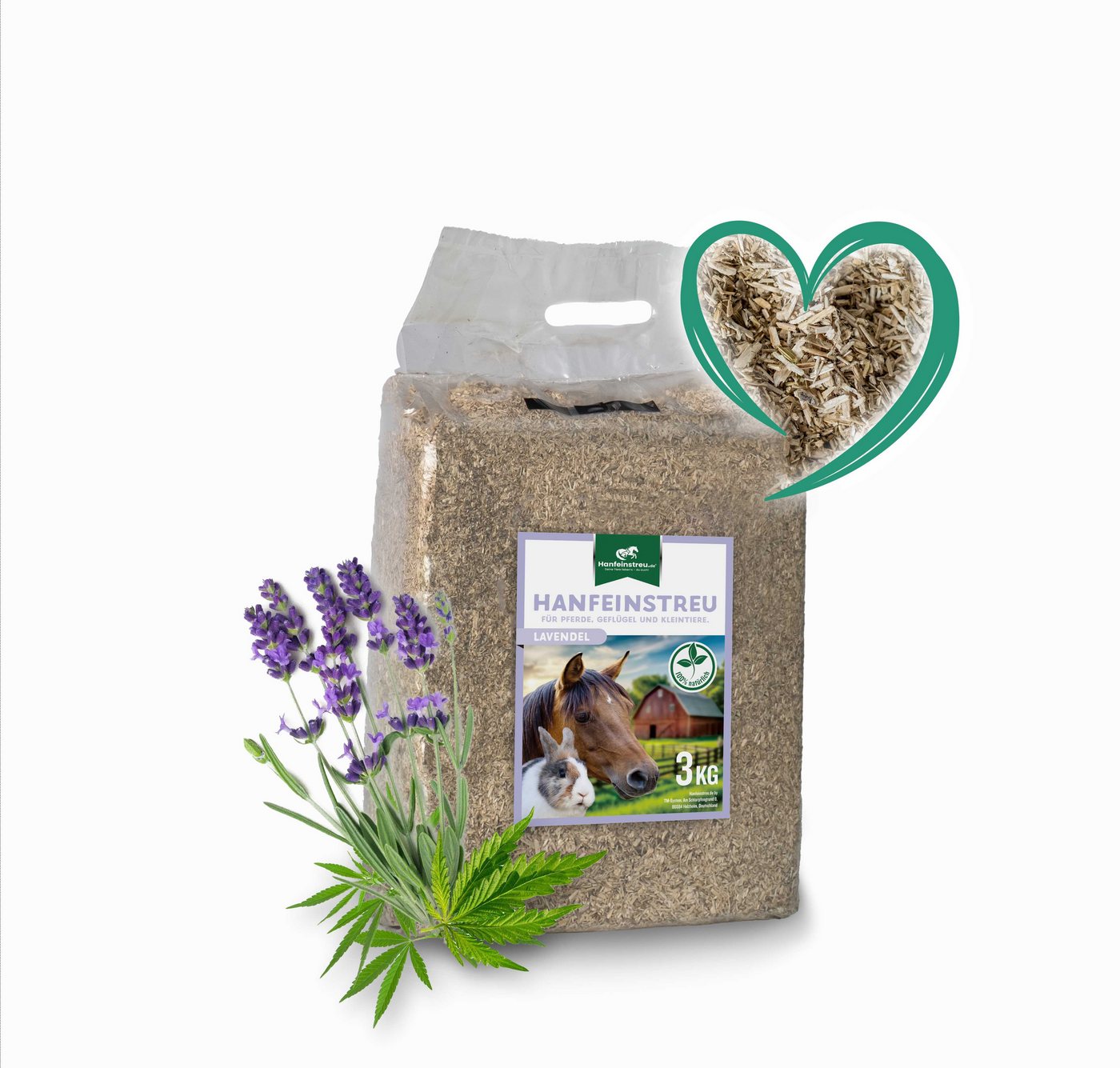 Nagerteppich.de Kleintierstreu Hanfeinstreu mit Lavendel - 30 Liter - Saugstark, natürlich & duftend