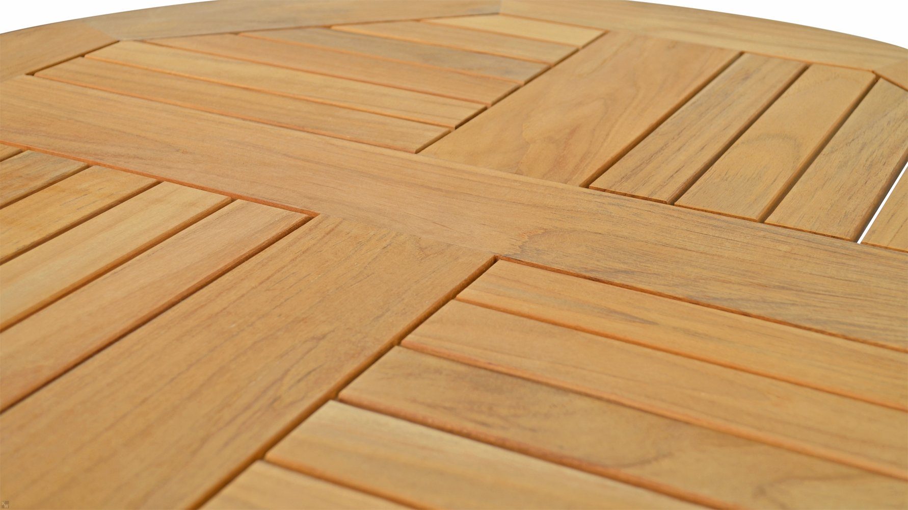 Kai Wiechmann Klapptisch Teak Gartentisch klappbar rund als wetterfester Holztisch aus Teak, klappbarer und unbehandelter Teakholztisch – Bild 4 von 5