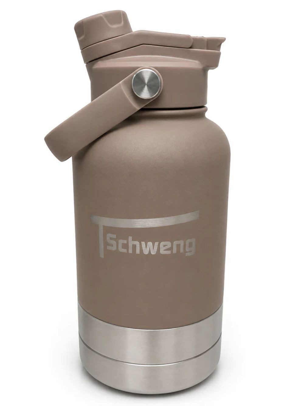 Schweng Isolierflasche 3-in-1 Isolier-Trinkflasche für Mensch & Hund – ca. 950 ml - Braun