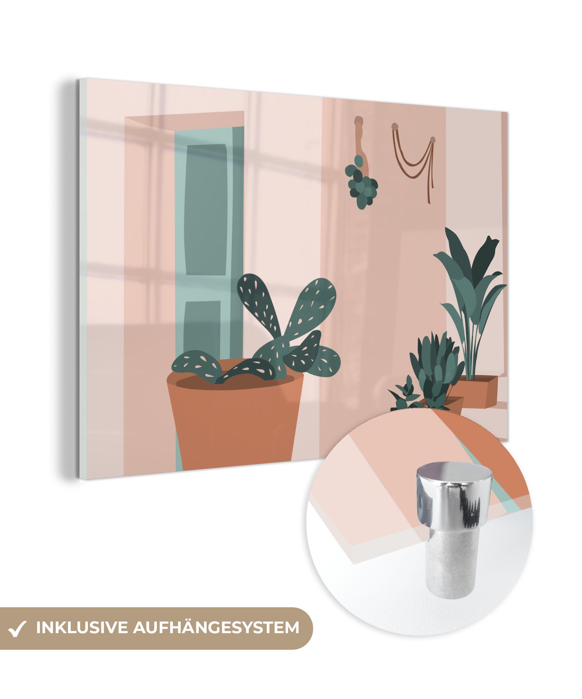 MuchoWow Acrylglasbild Sommer - Pflanzen - Zuhause - Abstrakt, (1 St), Acrylglasbilder Wohnzimmer & Schlafzimmer