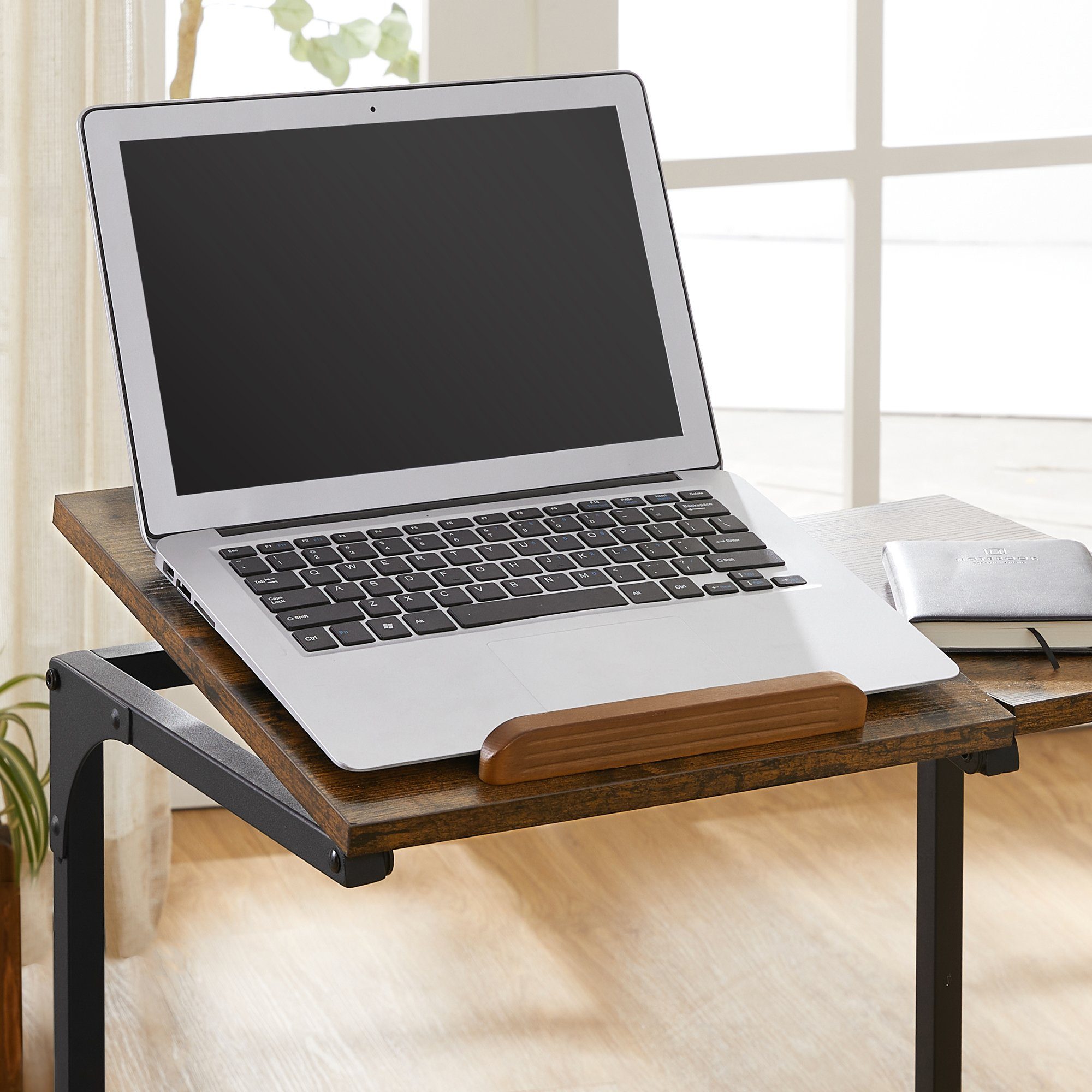 Beistelltisch mit Stahlgestell Laptoptisch, Oberfläche, Montage, LET352B01, VASAGLE einfache verstellbarer teilweise Schreibtisch,