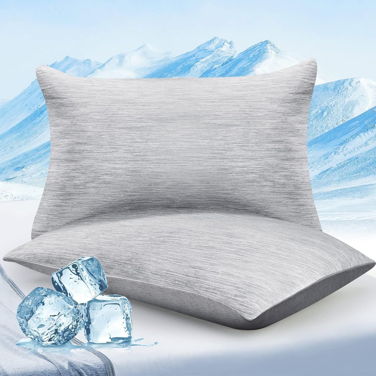Elegear Kissenbezug 2 Stück kühlender Kopfkissenbezug für Sommer, Q-Max>0.5, (2 Stück), 50 x 80cm Kissenbezüge mit Reißverschluss, Sofakissen atmungsaktiv