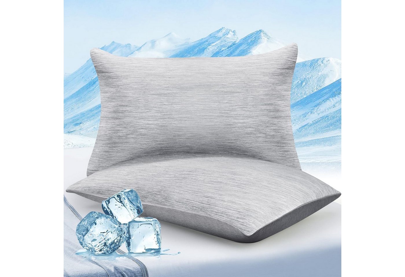 Elegear Kissenbezug 2 Stück kühlender Kopfkissenbezug für Sommer, Q-Max>0.5, (2 Stück), 40x80cm Kissenbezüge mit Reißverschluss, Sofakissen atmungsaktiv