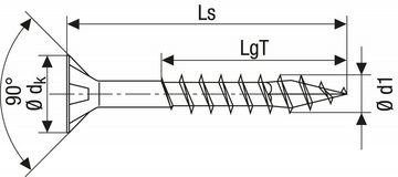 SPAX Spanplattenschraube Universalschraube, (Stahl weiß verzinkt, 360 St), 4,5x40 mm