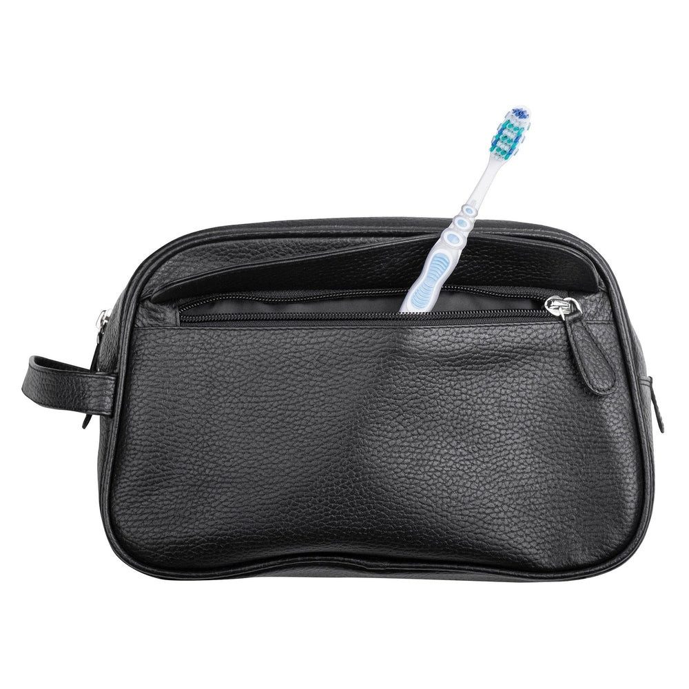 ERBE Kulturbeutel Erbe Kulturtasche Leder Schwarz 1 Reißverschluss (1-tlg)
