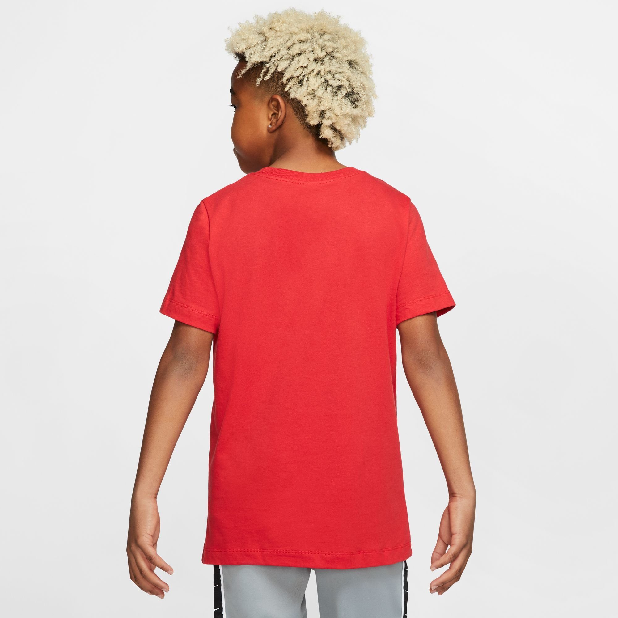 Nike RED/BLACK KIDS' T-Shirt COTTON T-SHIRT BIG Sportswear UNIVERSITY