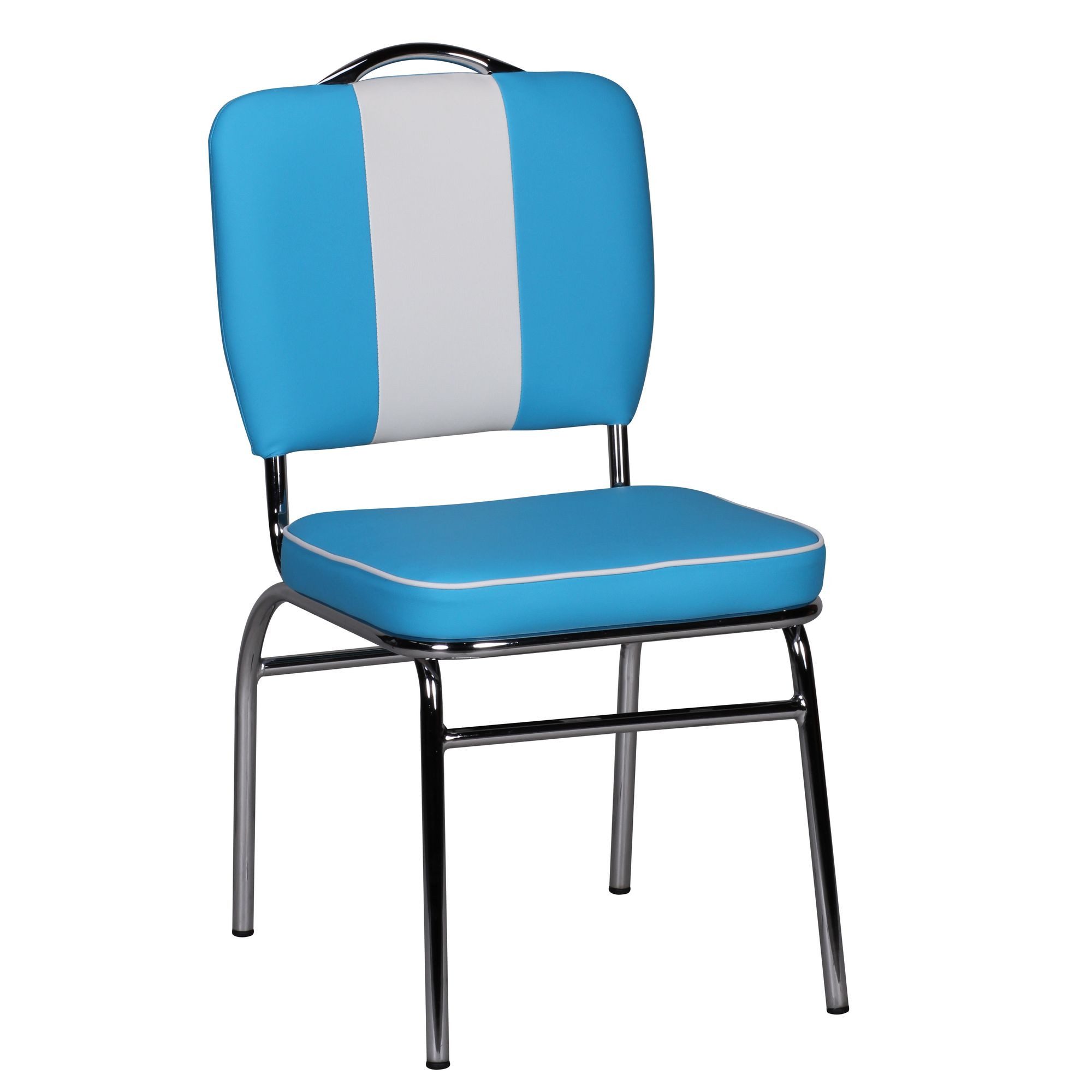 furnicato Esszimmerstuhl Retro Diner Stuhl 90x47x45 cm Blau-Weiß (1 St), Bequemer Esszimmerstuhl mit Griff an der Lehne für einfaches Rücken