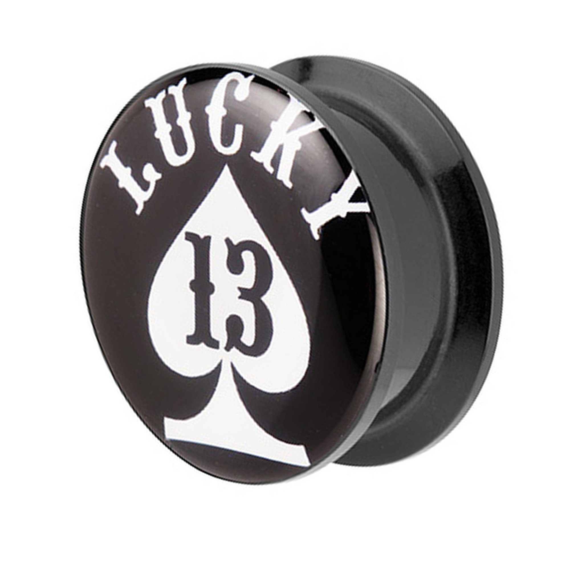 Taffstyle Plug Piercing Schraub Pik Ass Lucky 13 Glücksbringer, Ohr Plug Fl günstig online kaufen