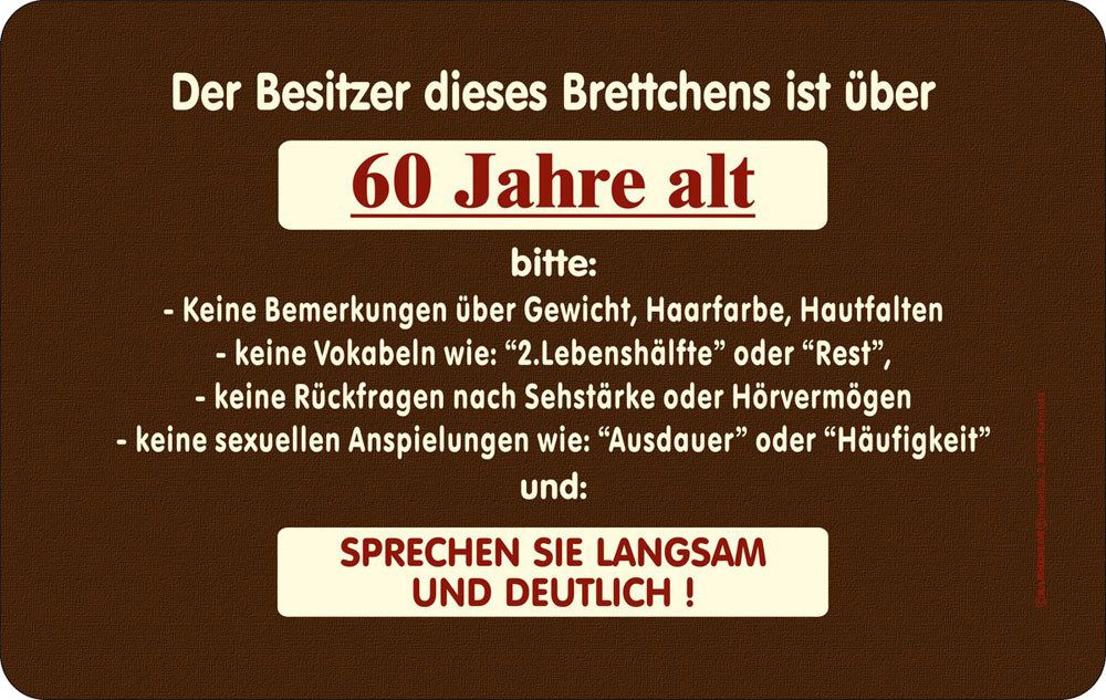 Frühstücksbrett Birthday / Geburtstag - Frühstücksbrettchen - 60 Jahre alt