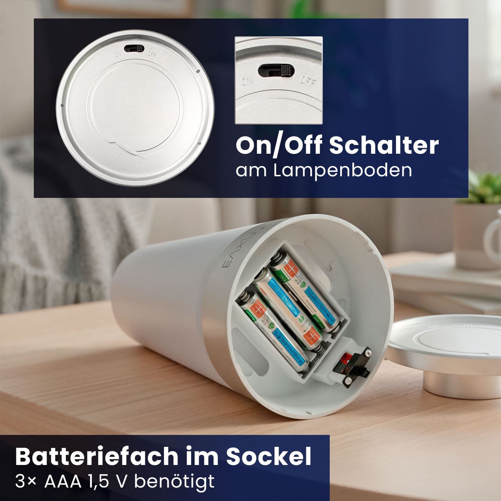 EAXUS LED Tischleuchte Stimmungslicht - Nachtlicht/Nachttischlampe, LED fest integriert, RGB-Farbwechsel, mit RGB-Farbwechsel