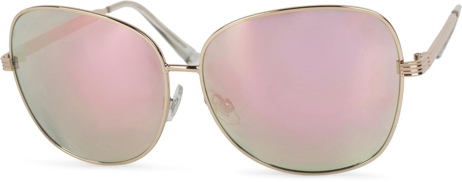 styleBREAKER Sonnenbrille (1-St) Verspiegelt Gestell Gold / Glas Pink verspiegelt