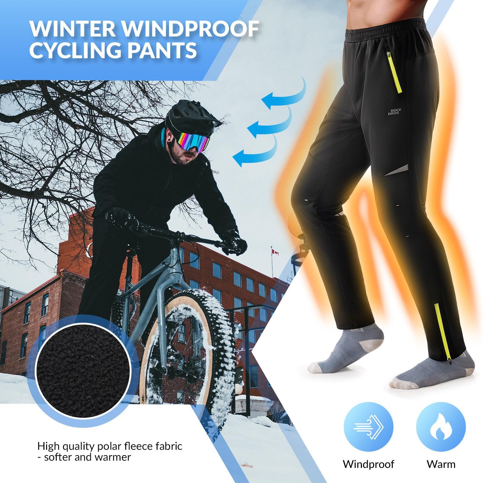ROCKBROS Fahrradhose Winter Herren Winddicht Warm Atmungsaktiv Freizeithose günstig online kaufen