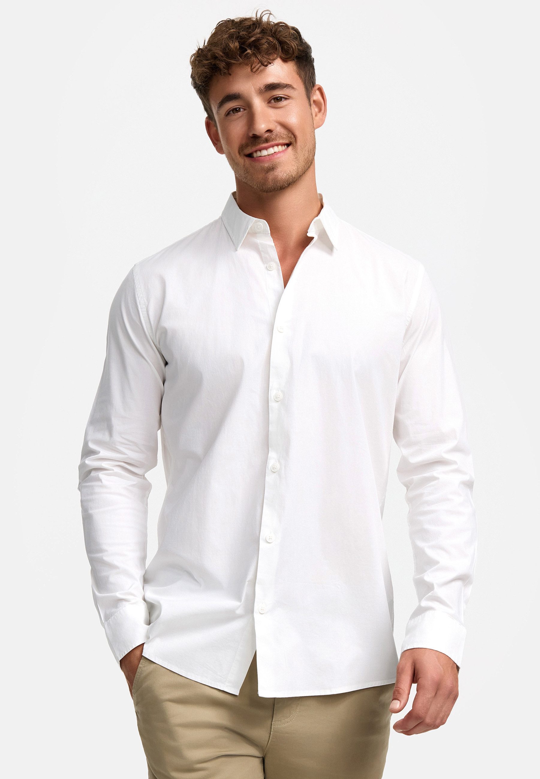 Indicode Langarmhemd Herren INKamby Herrenhemd Langarm mit einem Kentkragen günstig online kaufen