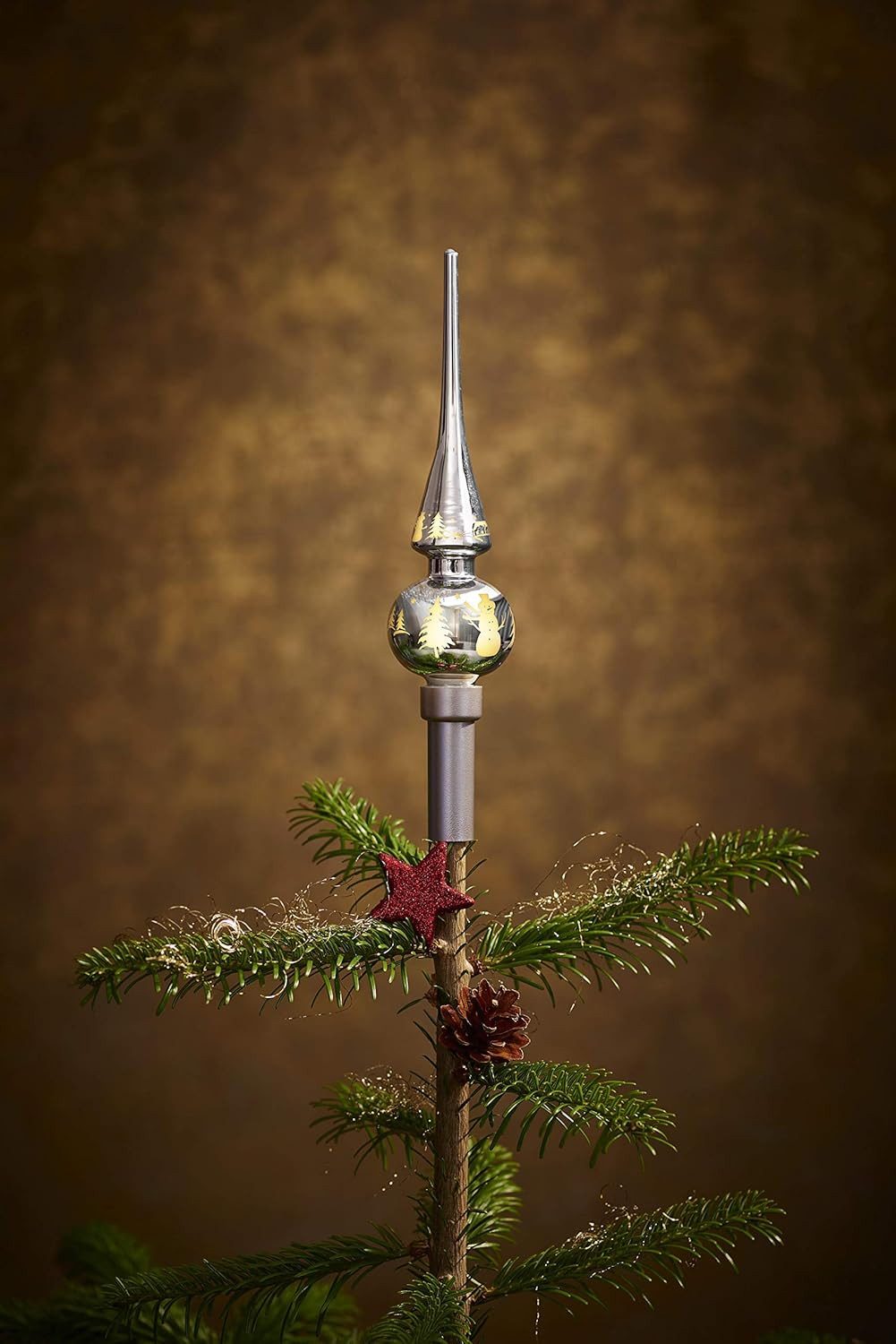 BONETTI Weihnachtsbaumkugel Weihnachtskugel-Set aus Echtglas, LED beleuchtet, mit Fenbdienung, Kugel mit Baumspitze, chrom