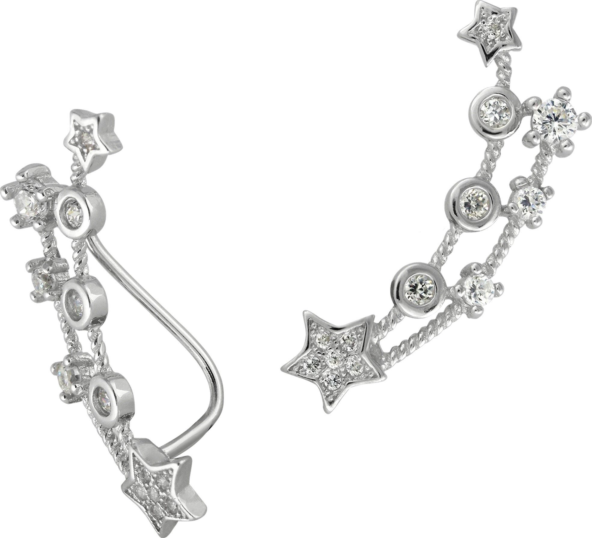 SilberDream Paar Ohrklemmen SilberDream weiß Ear Cuff Sternenschweif (Ohrklemme), Damen Ohrklemme Ear Cuff Sternenschweif 925 Sterling Silber, weiß