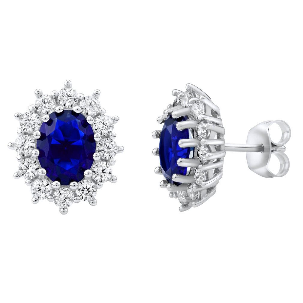 Ohrring-Set Silver earrings with synthetic blue sapphire Kate JJJ985EB