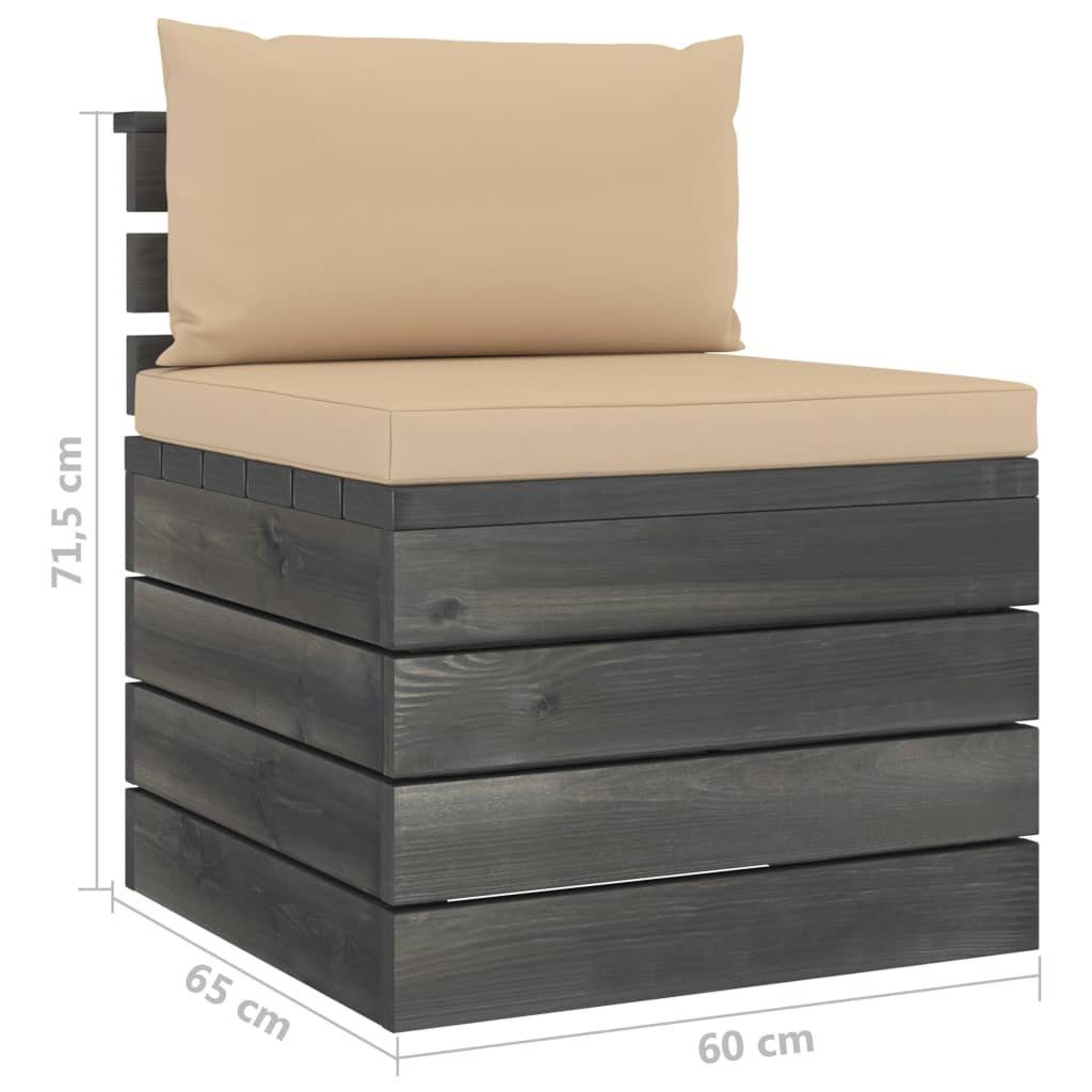 vidaXL Gartenlounge-Set mit Garten-Sofagarnitur Beige aus Kissen Paletten (8-tlg) 8-tlg. Kiefernholz