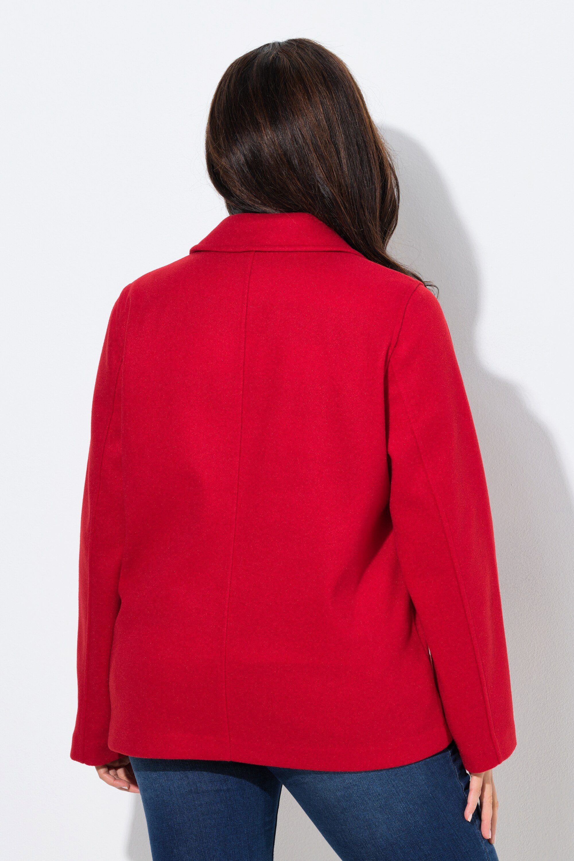 Ulla Popken Sommerjacke Fleece-Cabanjacke A-Linie Reverskragen Langarm