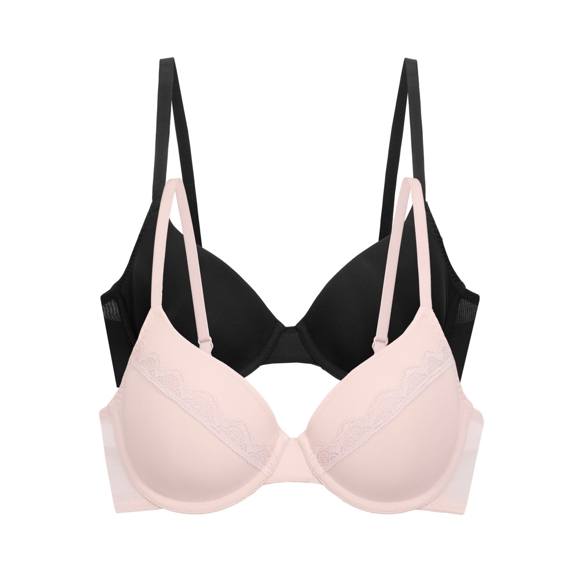 Dorina Bügel-BH Jana (Valentine) (2er Pack) leicht gepolstert, vorgeformte Cups, Spitzendetails, elastisch