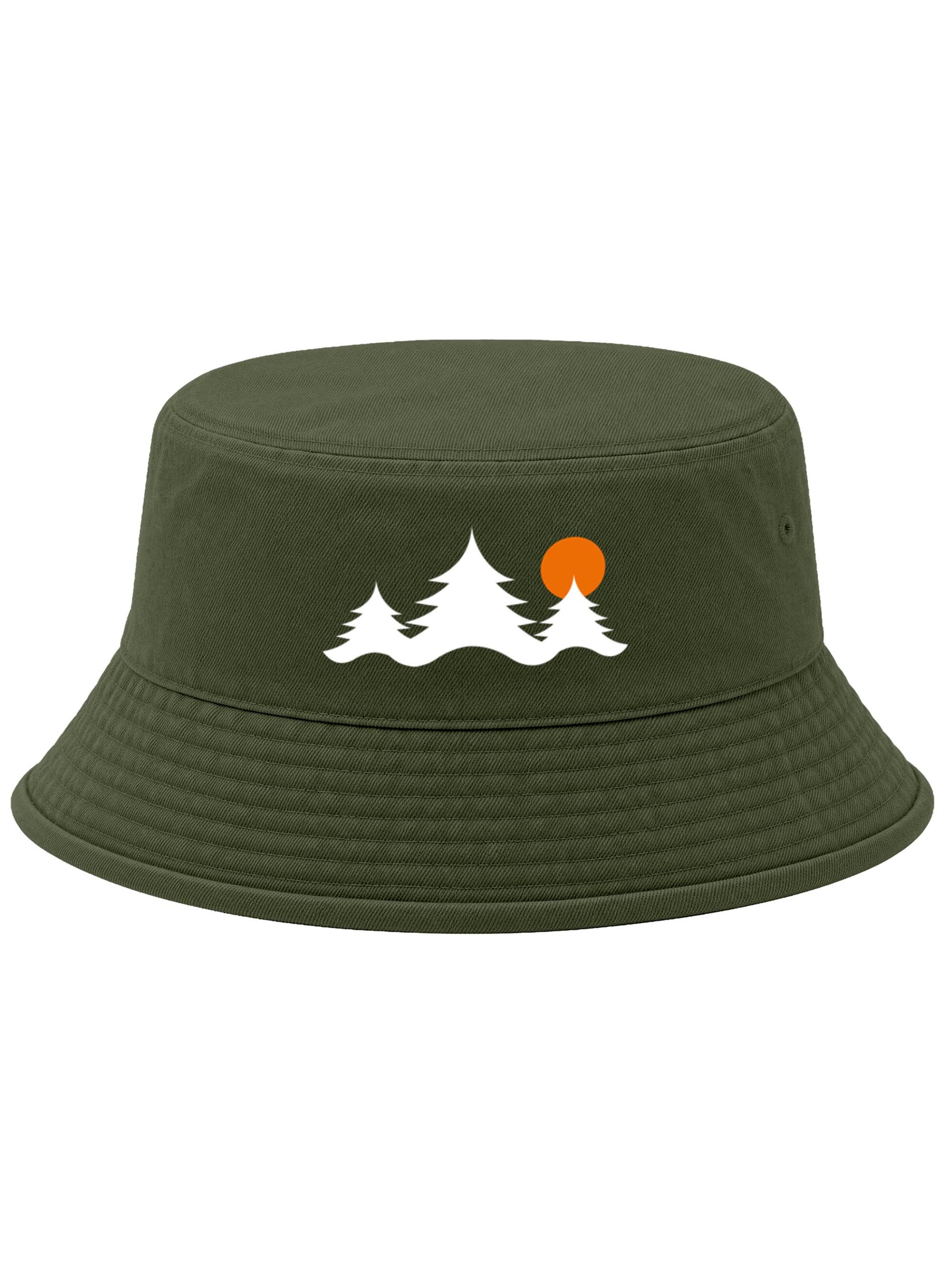 Neverless Fischerhut Anglerhut mit Print Bäume Baumwolle Bucket Hat Herren Damen Sonnenhut