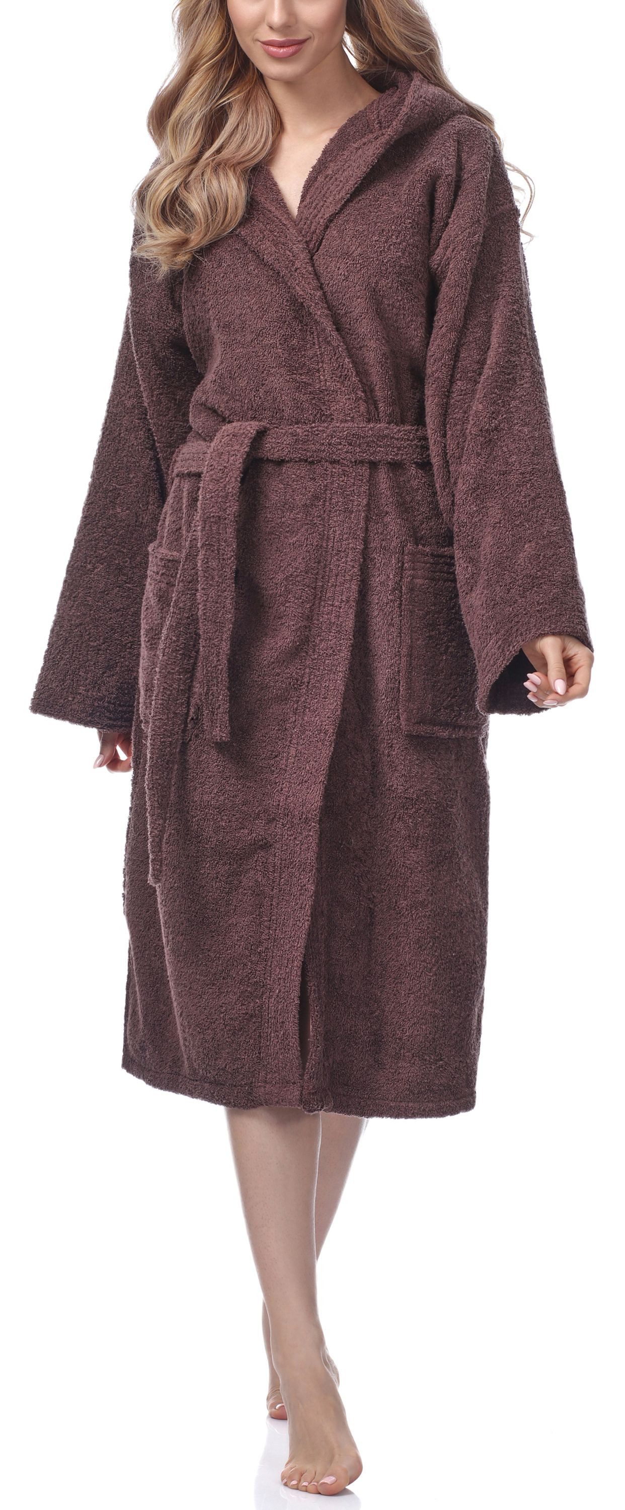 Bademantel Damen Frottee Bademantel aus 100% Baumwolle LA40-102