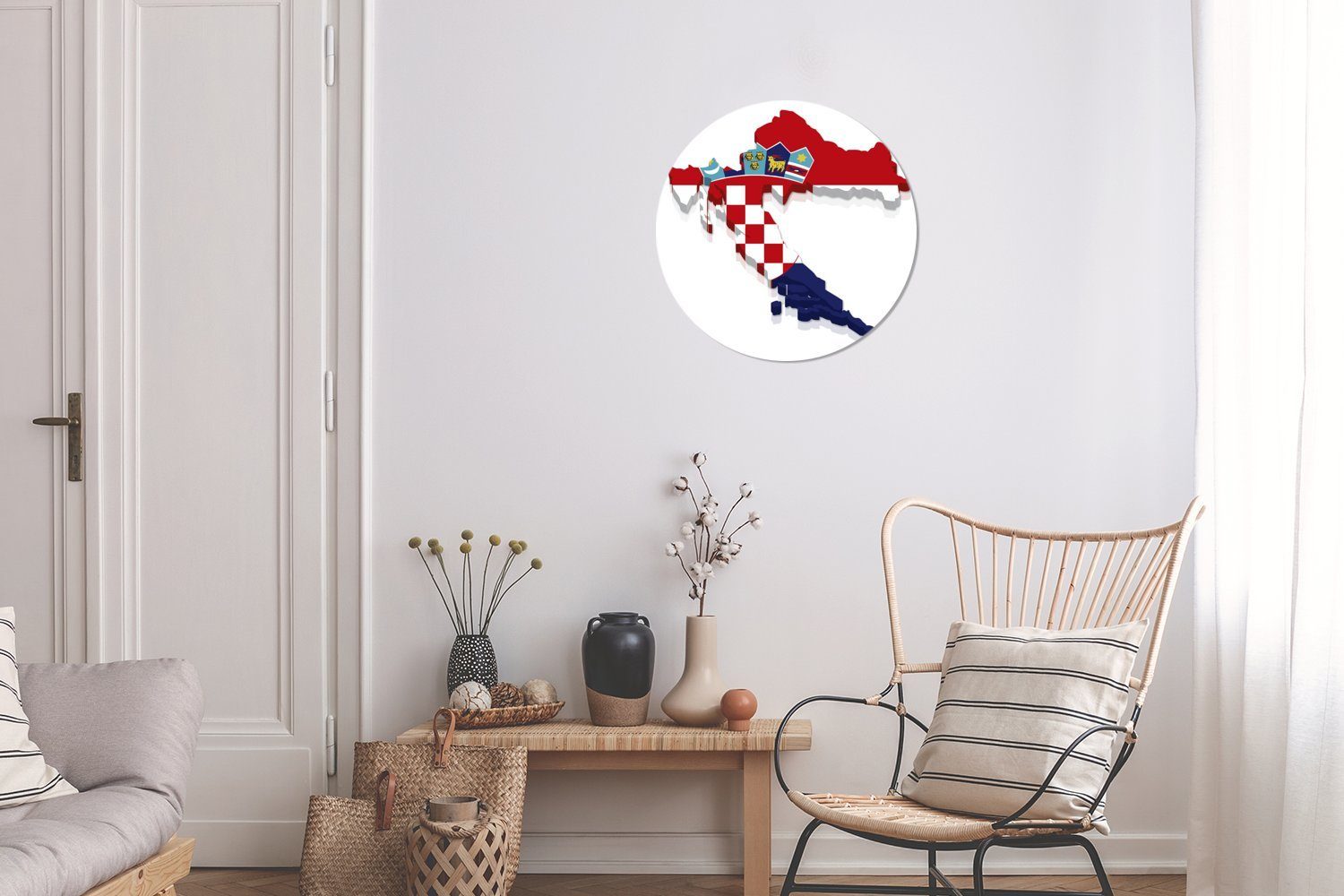 Wohnzimmer, Die Wanddekoration von St), Rundes (1 cm Form die Kreis Gemälde Forex, 30x30 MuchoWow Kroatien, Wandbild, Nationalflagge und