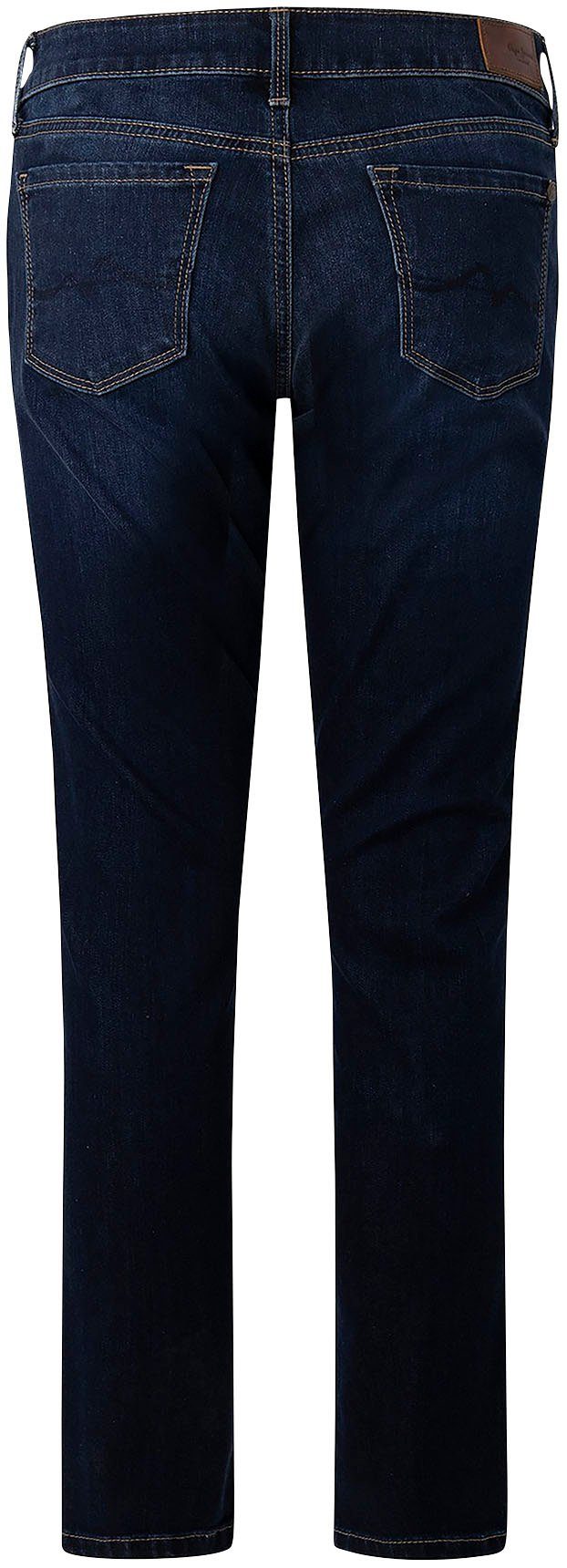 Pepe Jeans 5-Pocket-Stil USED Skinny-fit-Jeans Bund im und Stretch-Anteil mit SOHO DARK 1-Knopf