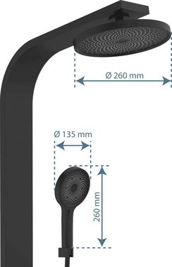 Schütte Duschsystem SAMOA RAIN, Höhe 118 cm, 4 Strahlart(en), 3-fach verstellbare Wellness Handbrause mit Antikalk-Noppen