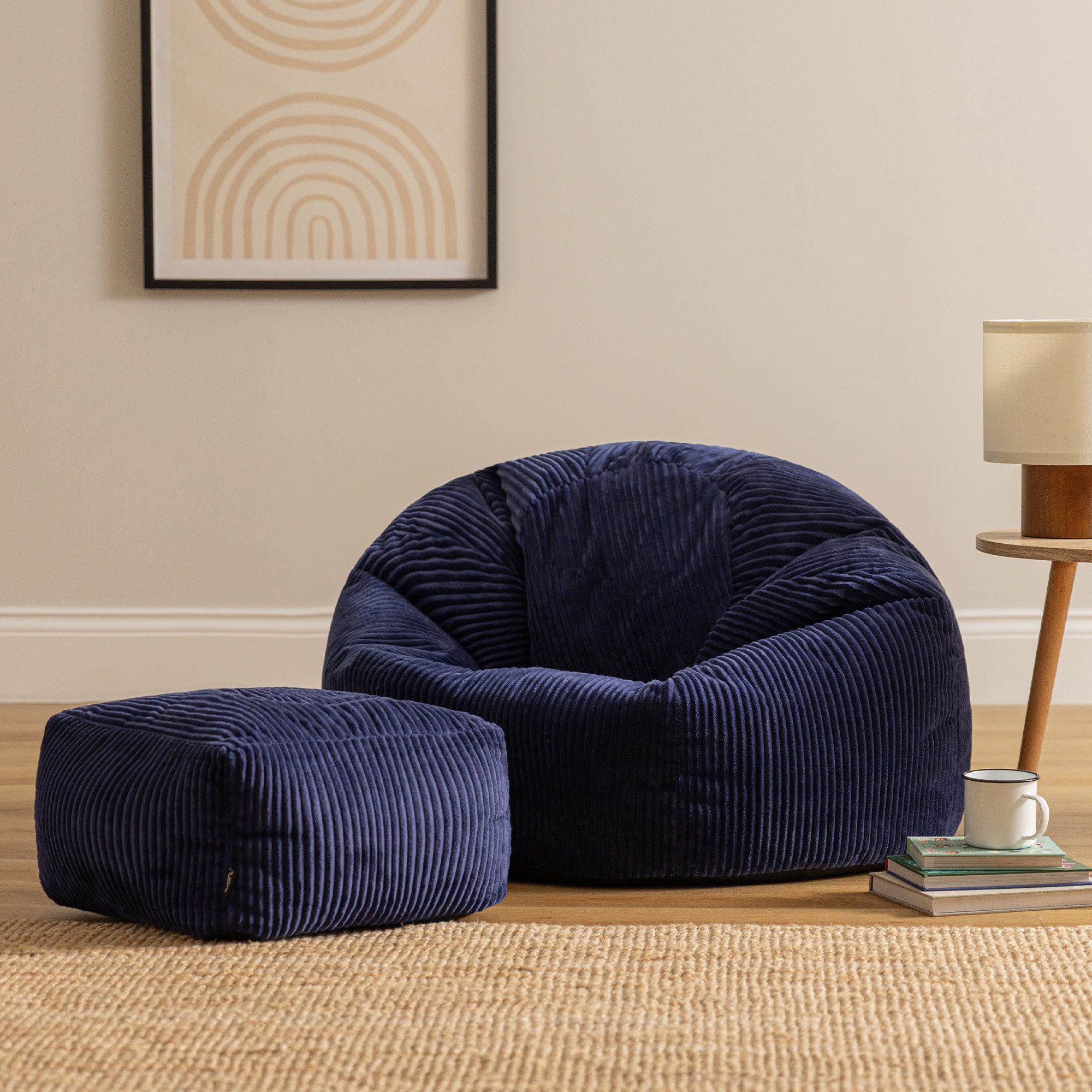 icon Sitzsack Erwachsene aus Cord „Kingston“ mit Hocker (Spar-Set, 1 x Sitzsack, 1 x Fußhocker), 85x50cm, Made in Germany, für Erwachsene & Kinder – Bild 3 von 5