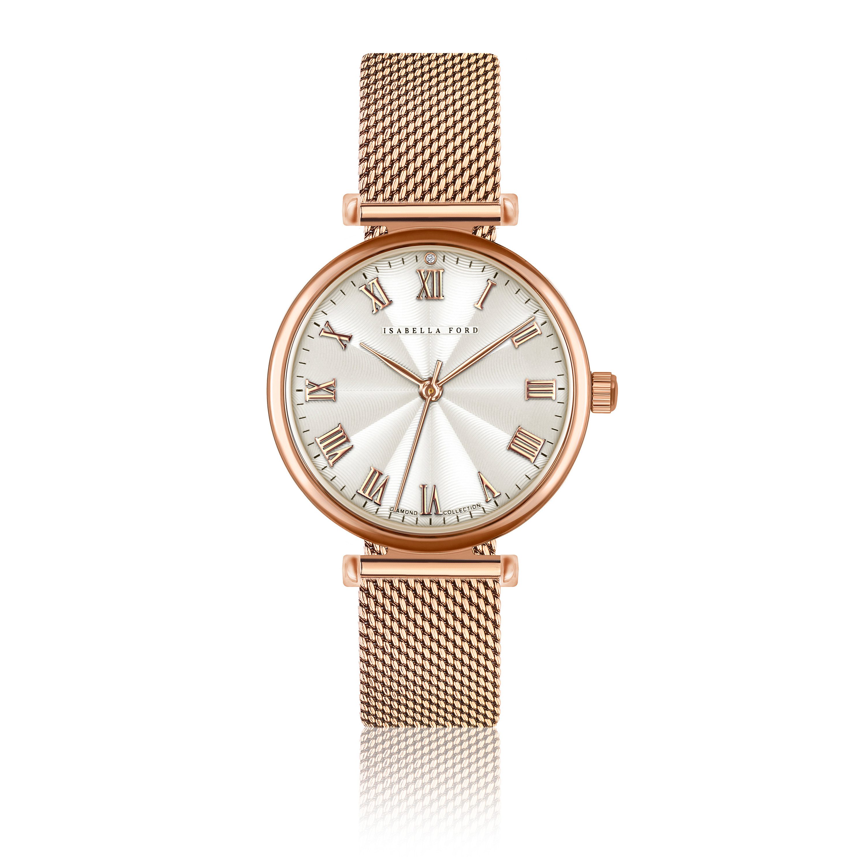 ISABELLA FORD Quarzuhr FE2-B024R Victoria Rose Gold Mesh