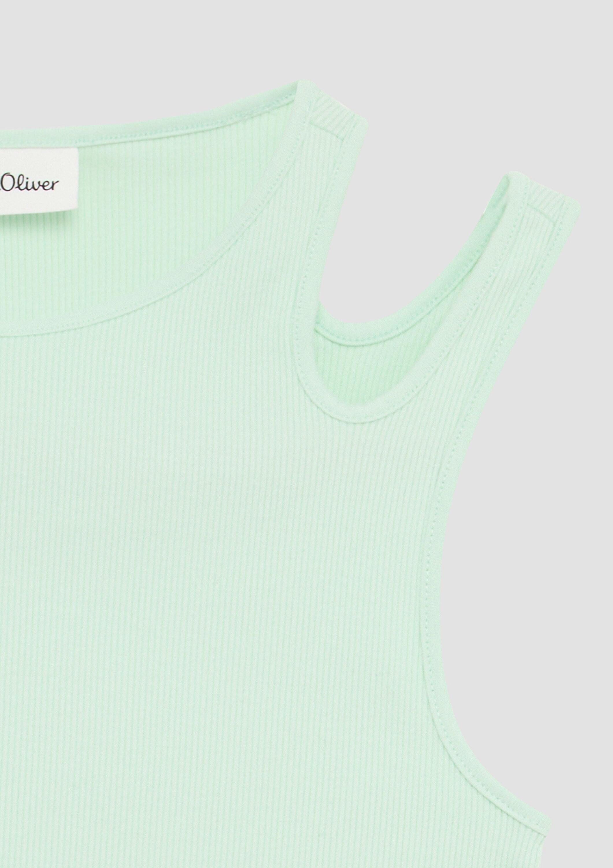 s.Oliver Muskelshirt T-Shirt Verkürztes Tanktop im Slim Fit mit Cut-out-Details